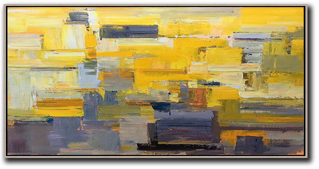 Horizontal Palette Knife Contemporary Art Panoramic Canvas Painting, hand painted wall art - Buy Paintings Online Huge